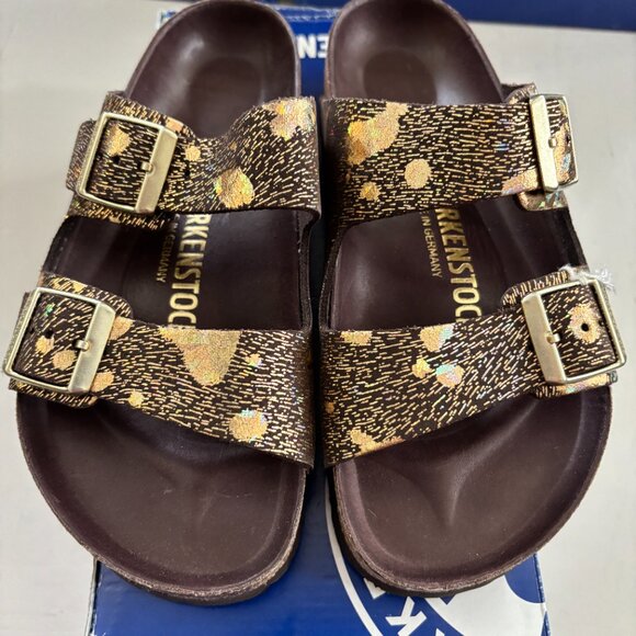 NIB | Birkenstock Arizona Big Buckle Spotted Metallic Brown Regular Width EU 35 - Picture 2 of 9